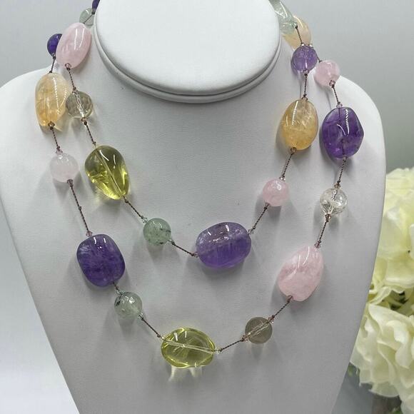 Margo Morrison Jewelry - Margo Morrison GREEN, PURPLE AMETHYST, CITRINE, LEMON QUARTZ, Necklace New Other